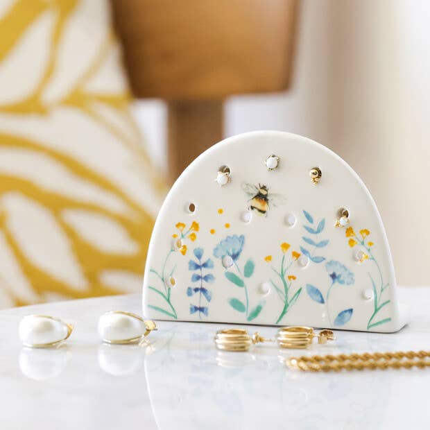 Floral Ceramic Earring Holder