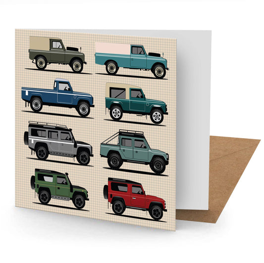 Land Rover Greetings Card (150x150 blank)