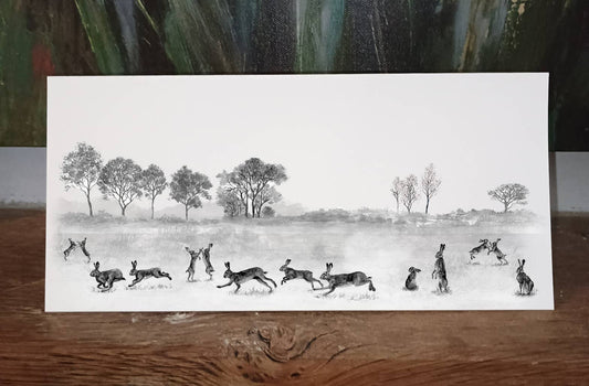 Hares, greetings card