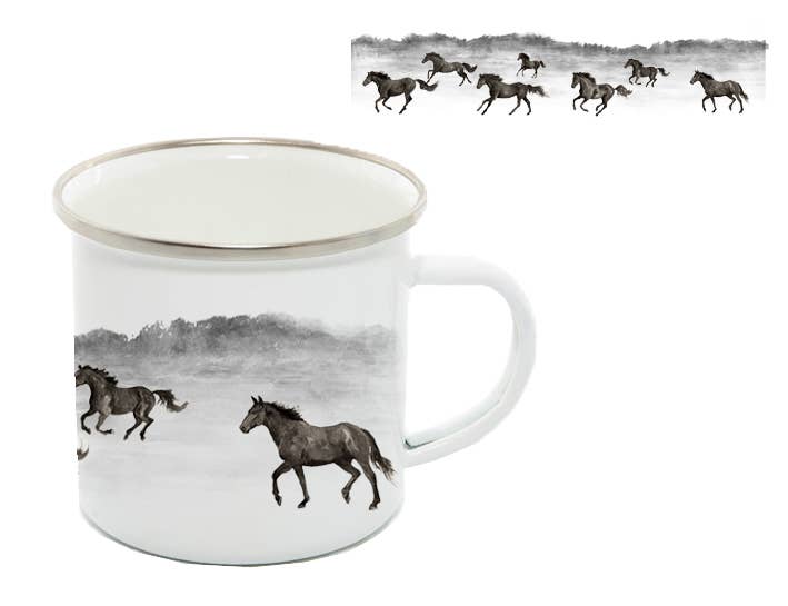 Enamel Mug, Horses