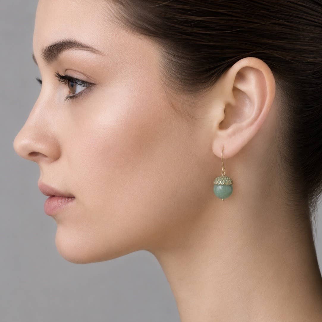 Blue Jade Acorn Earrings