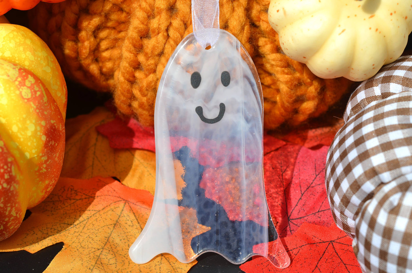Fused Glass Ghost - Handmade Halloween / Fall Decorations