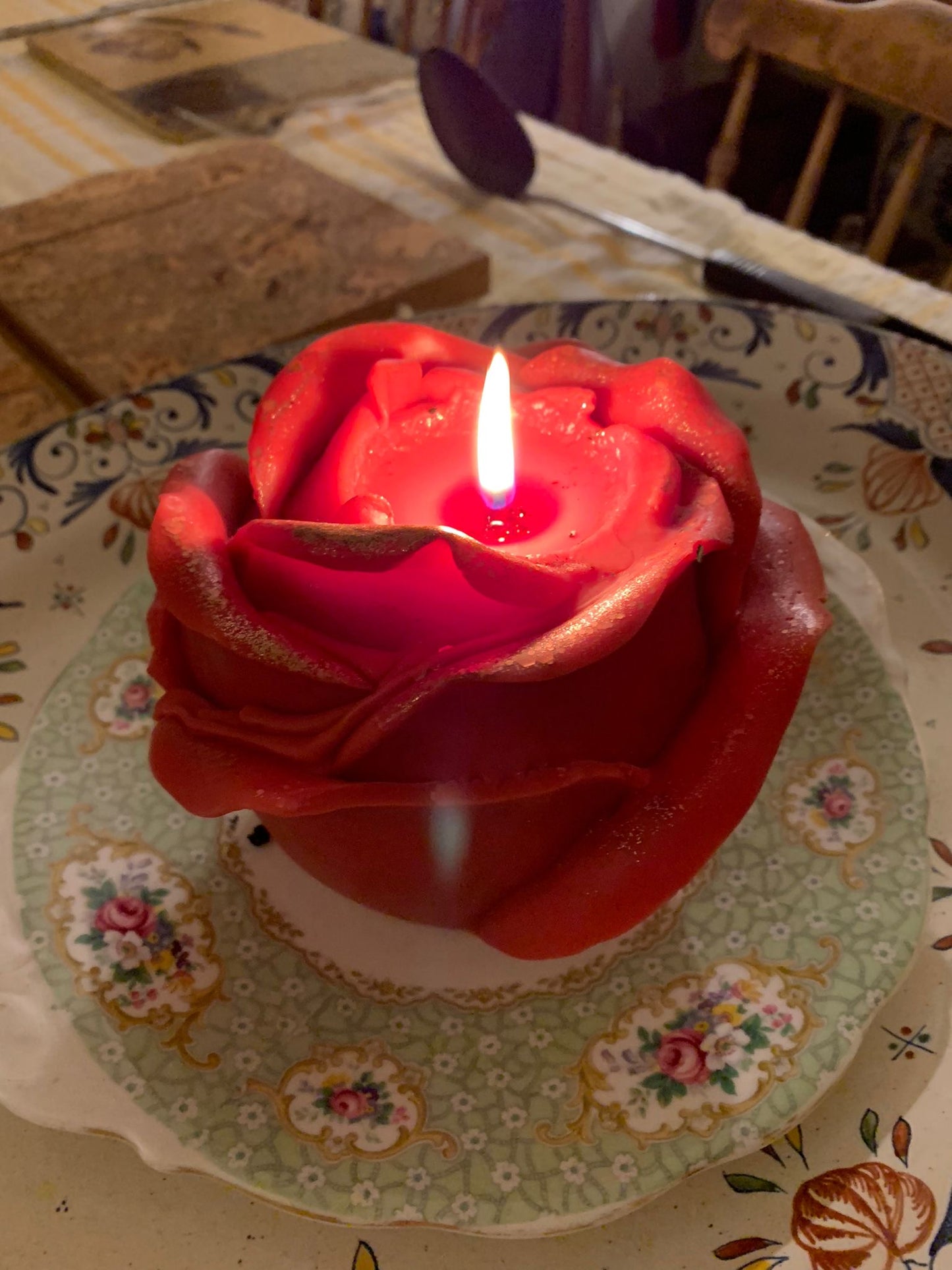 Large Rose Pillar Candle