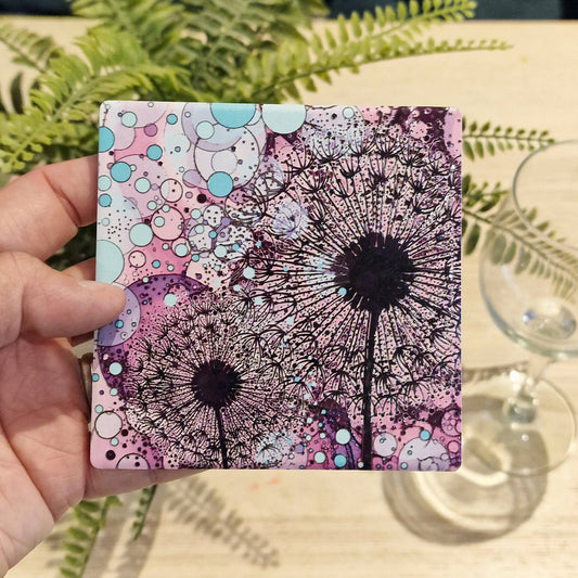 205-C Black Purple Wishes Coaster