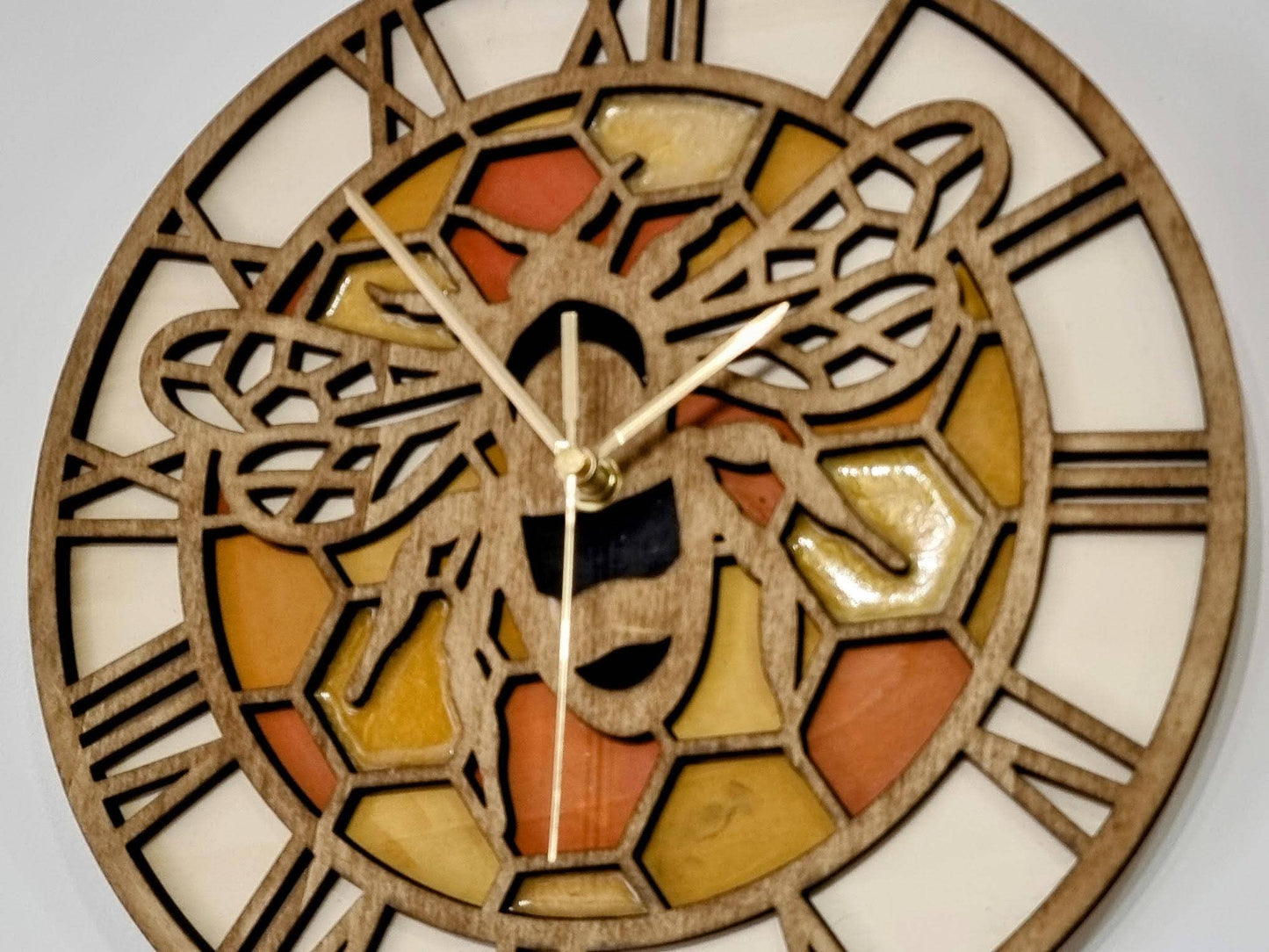 Handmade Bumble Bee Wall Clock, Rustic Nature Wall Art