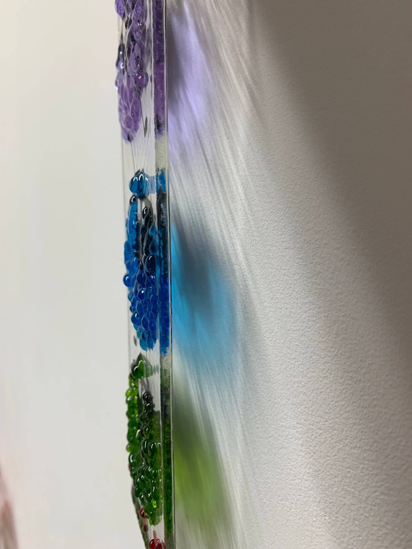 Fused Glass Sheep Hanging Ornament - Green, Blue & Purple