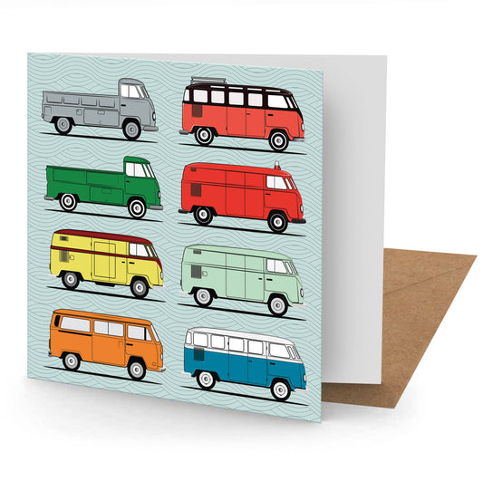 Camper Van Greetings Card (150x150 blank)