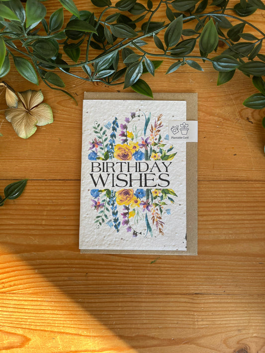Plantable Greeting Card - Happy Birthday Portrait Flowers