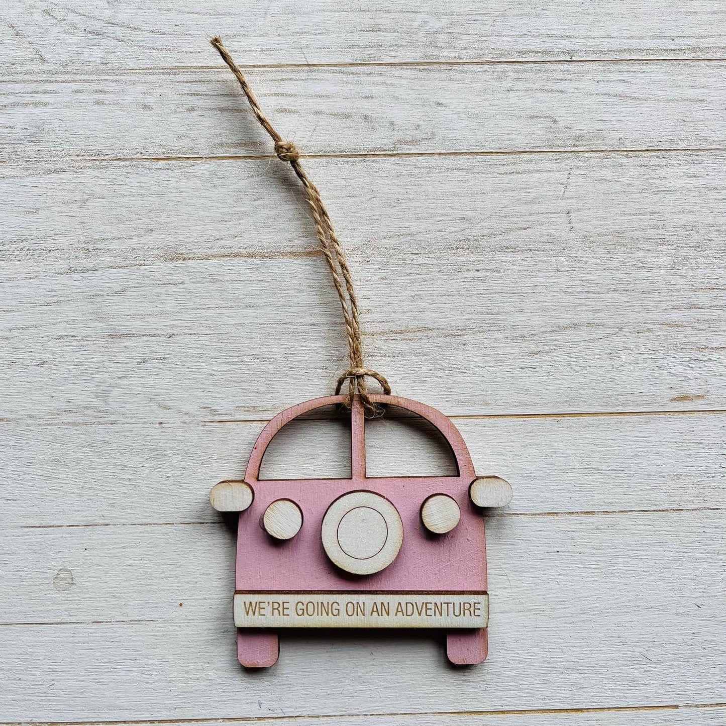 Adventure Wooden Engraved Campervan Hanging Decoration