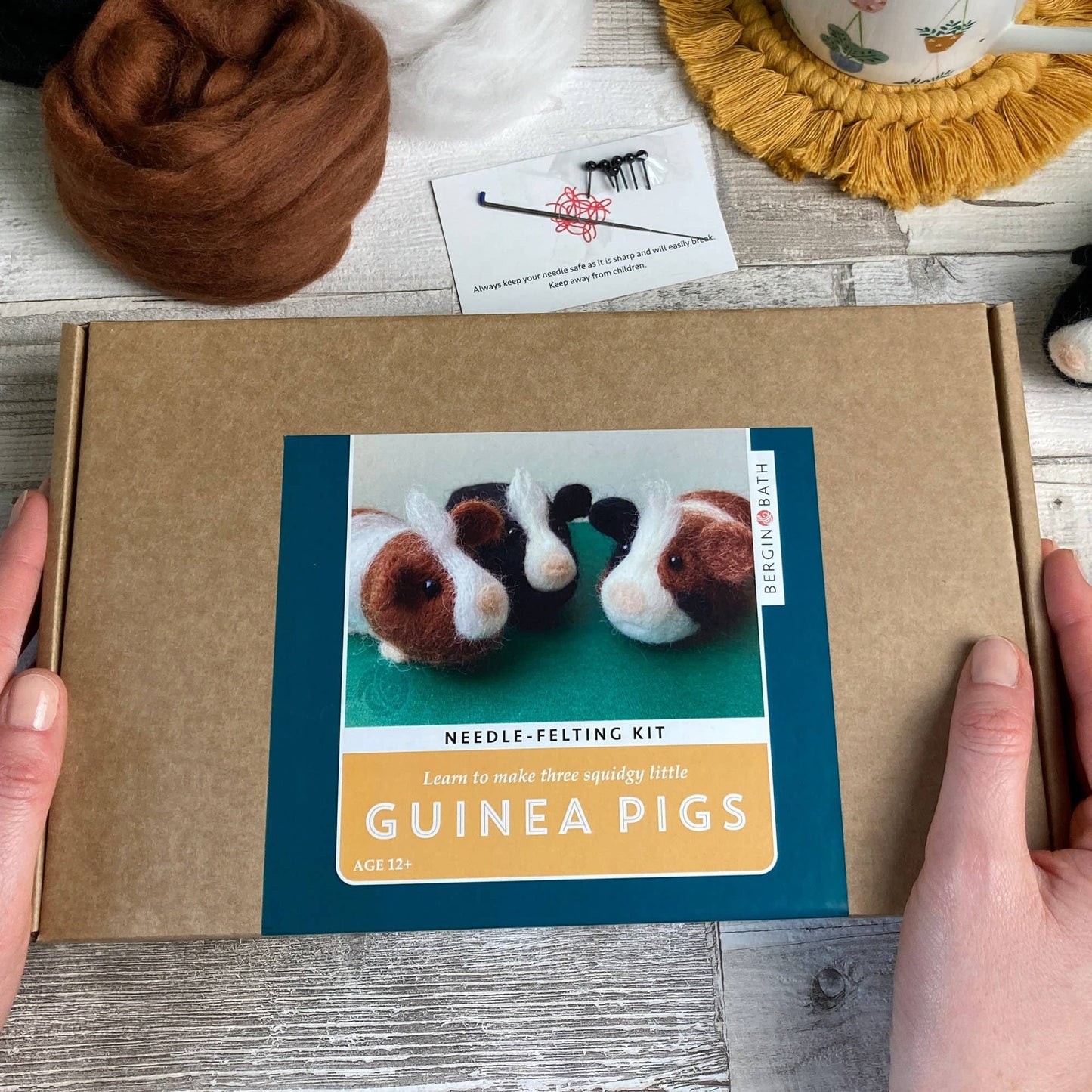 Needle felting kit - Guinea pigs. Craft kit for adults