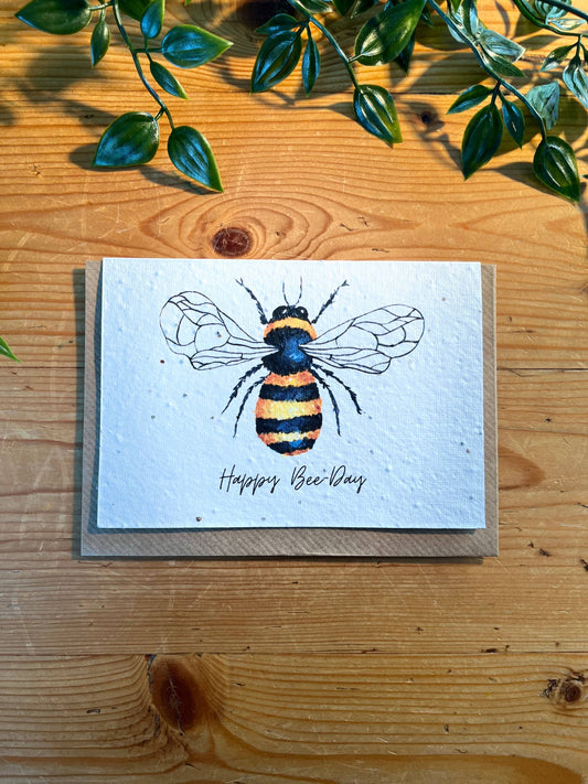Plantable Greeting Card - Happy Birthday Bee