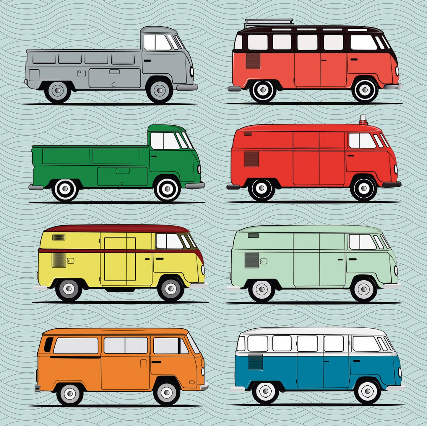 Camper Van Greetings Card (150x150 blank)