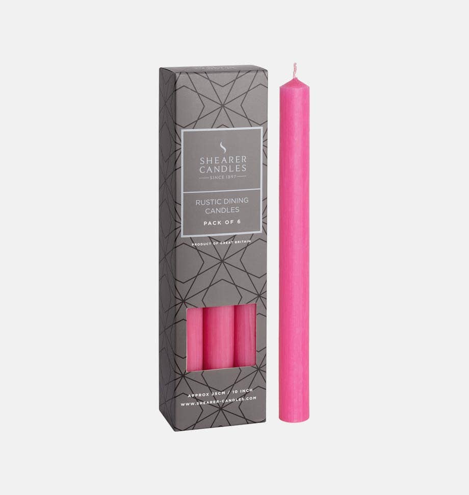 Deep Pink 10 inch Dinner Candles x 6