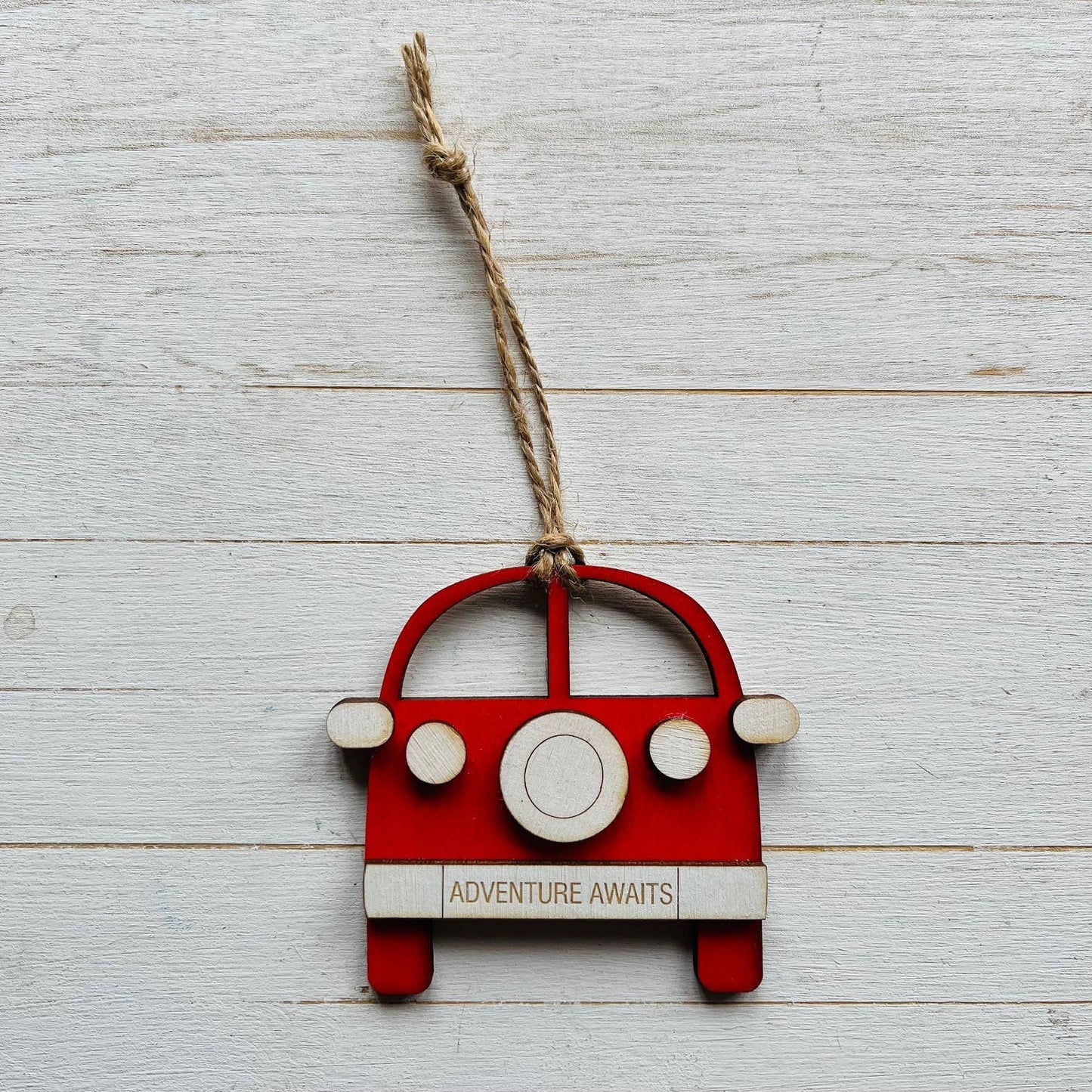 Adventure Wooden Engraved Campervan Hanging Decoration