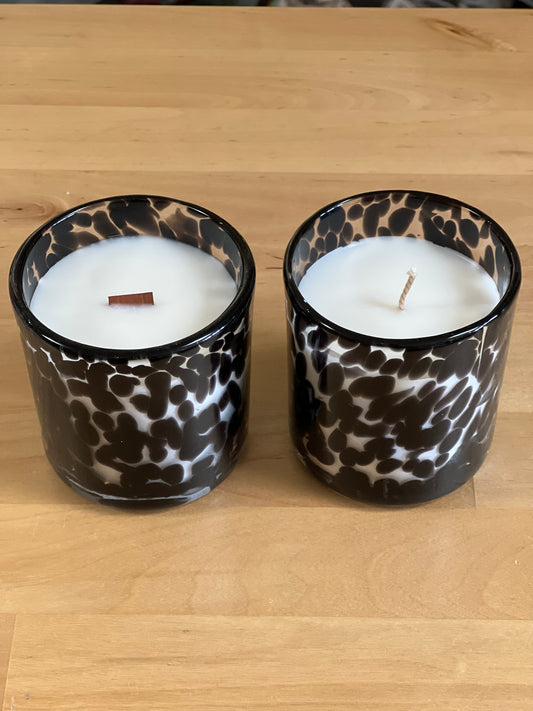 Black Spotted Glass Candle