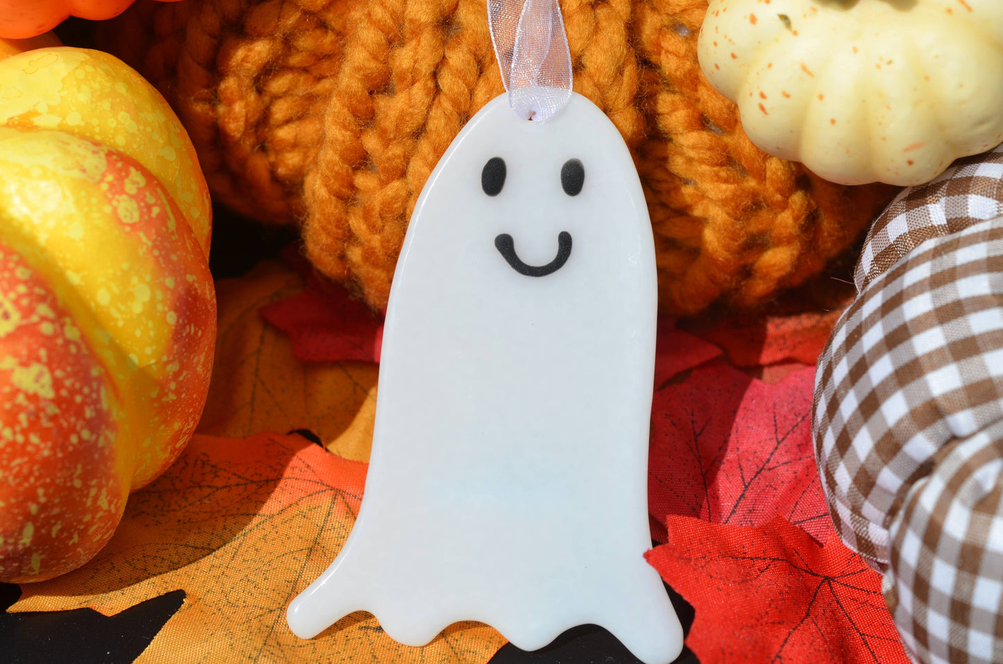 Fused Glass Ghost - Handmade Halloween / Fall Decorations
