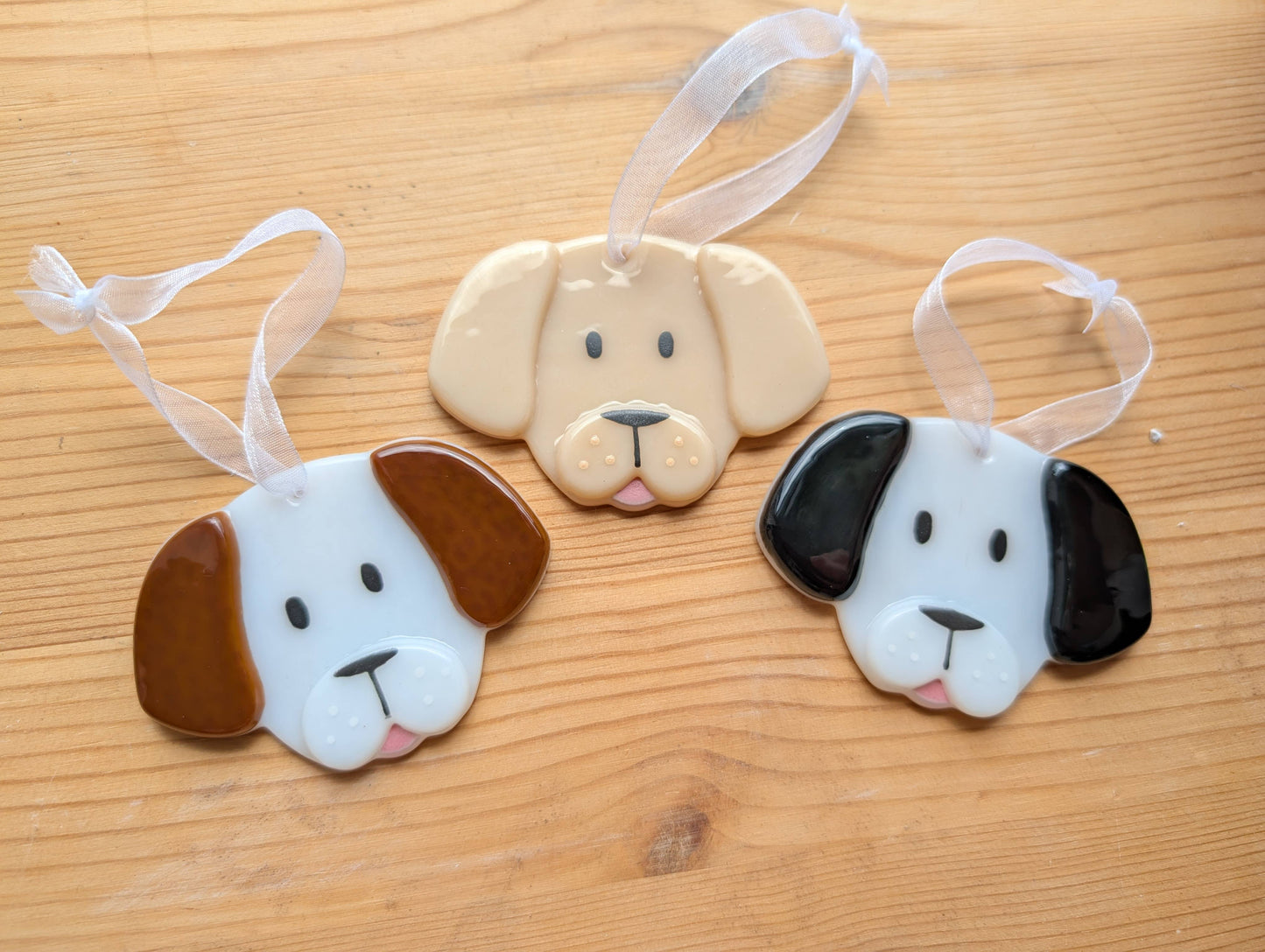 Handmade Fused Glass Dog Hanging Decoration