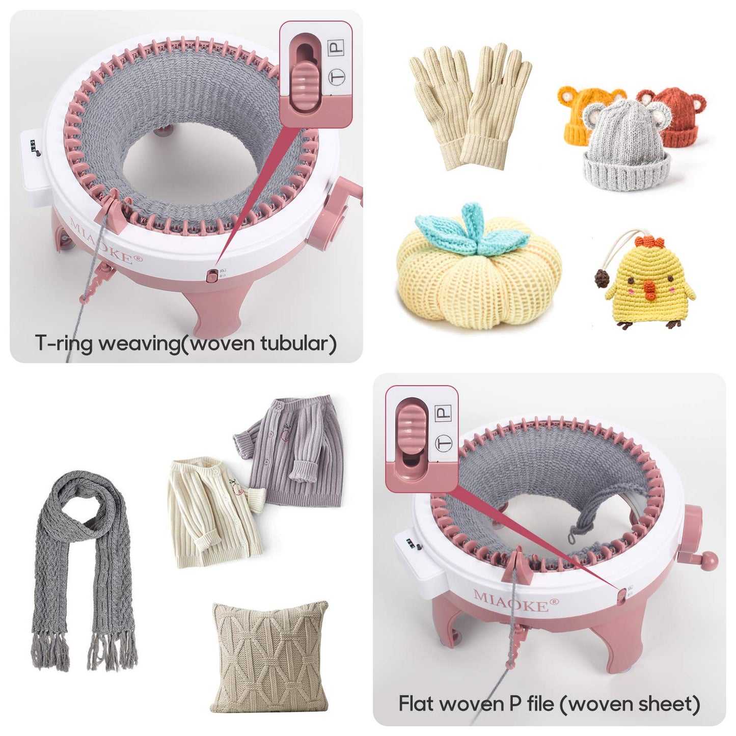 MIAOKE Knitting Machine, 48 Needles Weaving Loom Board Rotating Needle Machine for Adults and Kids, Large Size DIY Toys, Hand Woven, Like Hats Scarves