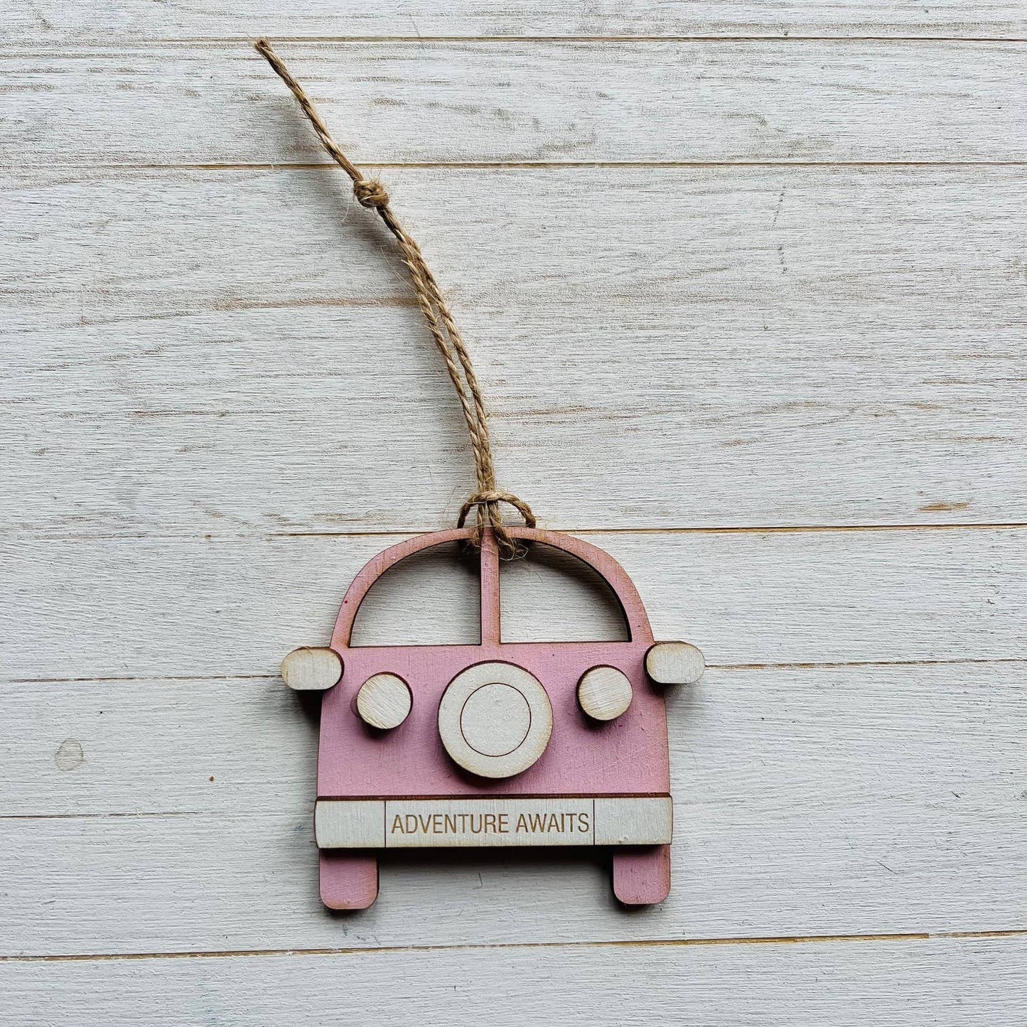 Adventure Wooden Engraved Campervan Hanging Decoration