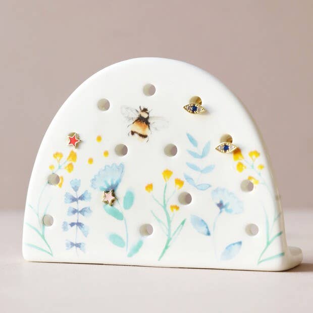 Floral Ceramic Earring Holder