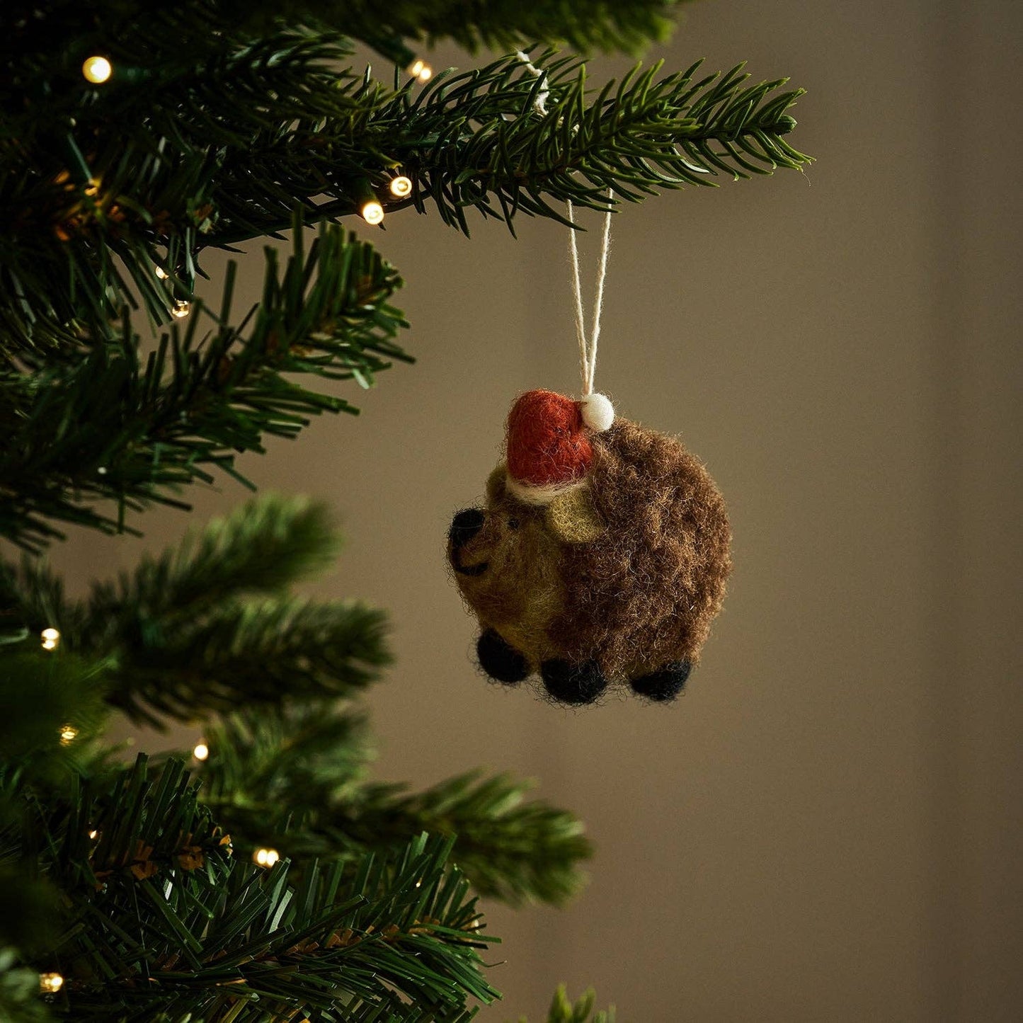 Christmas Hedgehog Felt Bauble