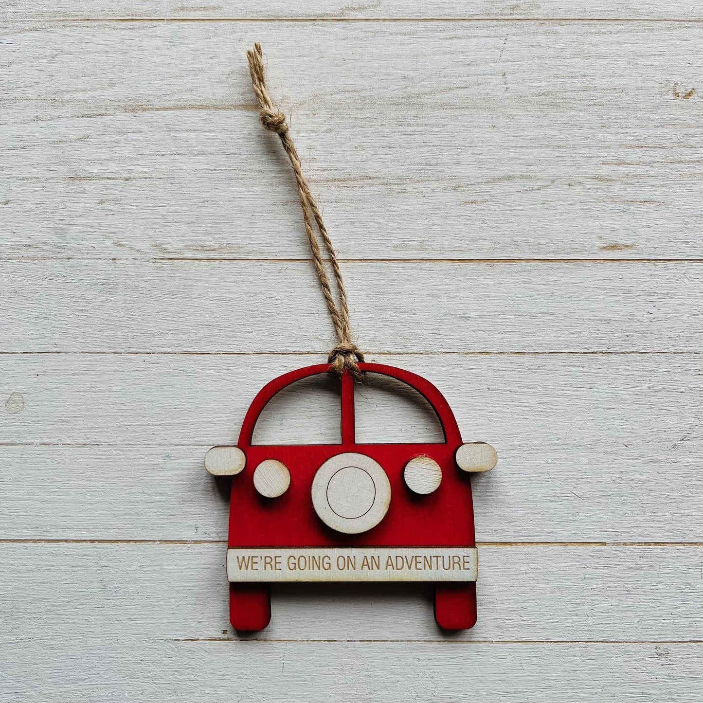 Adventure Wooden Engraved Campervan Hanging Decoration