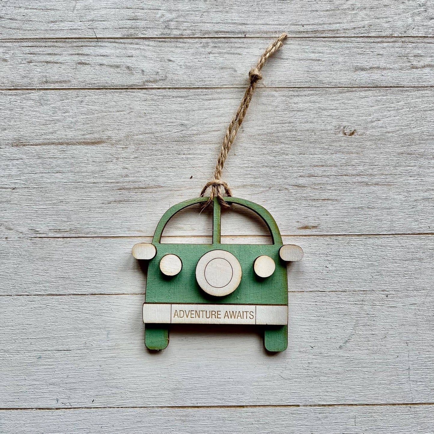 Adventure Wooden Engraved Campervan Hanging Decoration