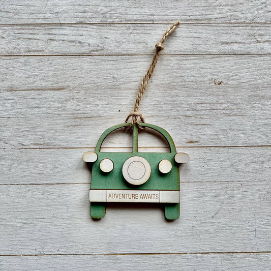 Adventure Wooden Engraved Campervan Hanging Decoration