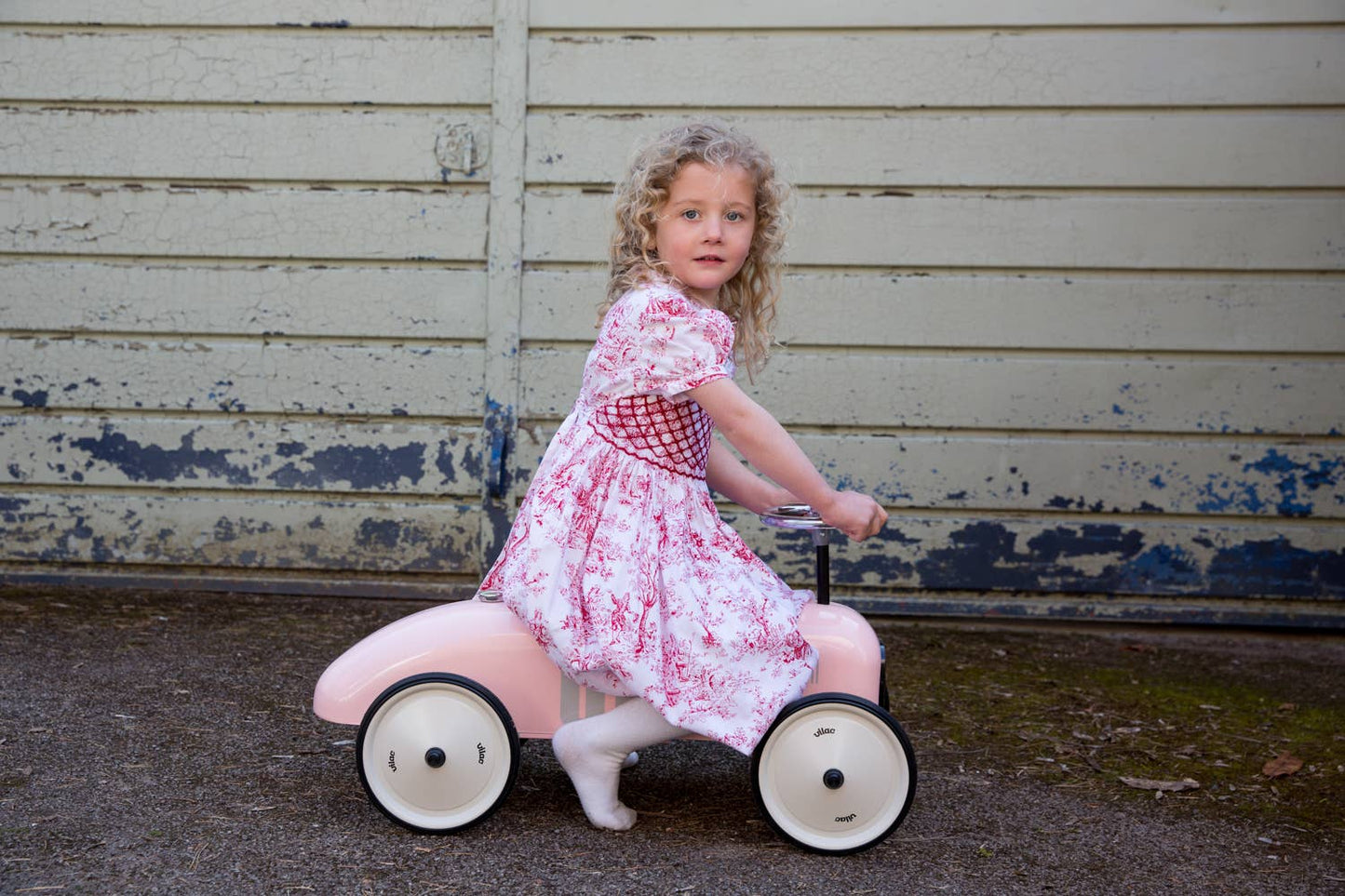 Vilac Pink Metal Ride-On Car – Vintage Style Toy Vehicle
