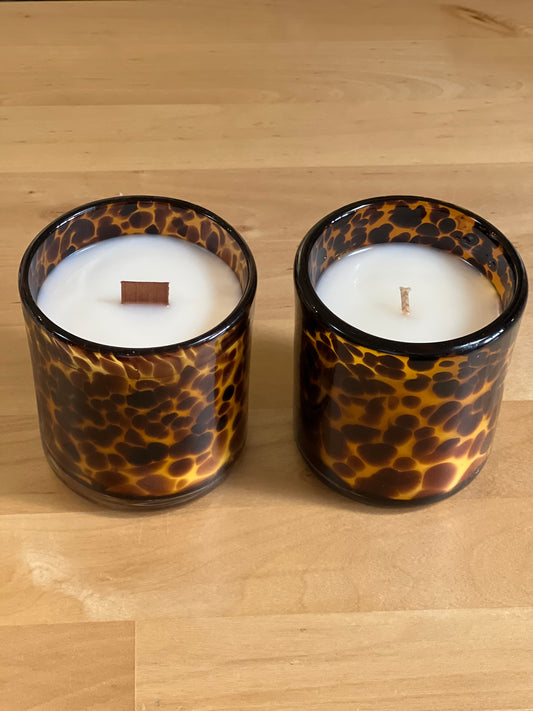 Brown Spotted Glass Candle