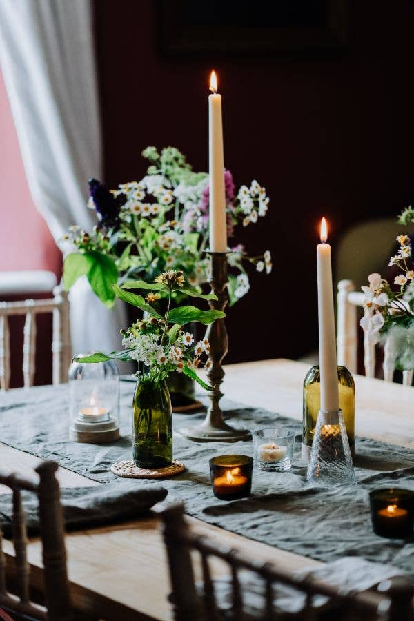 Recycled Clear Glass Candlestick Holder