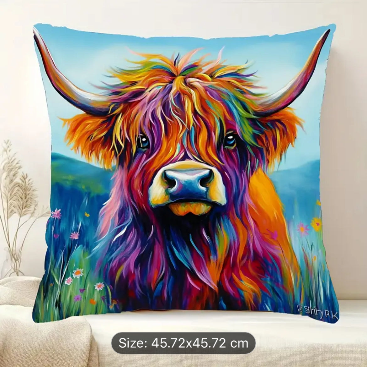 Abstract Highland Cow Cushion 45 x 45