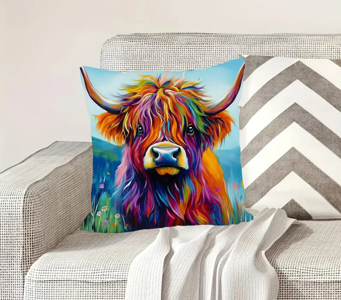 Abstract Highland Cow Cushion 45 x 45