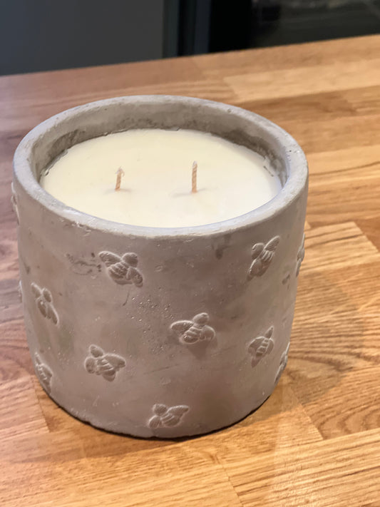 Bee Cement Pot Candle