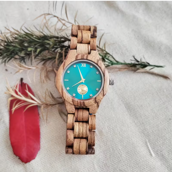 Wood Watch Green - Women