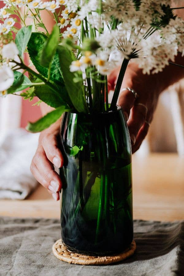 Recycled Forest Green Glass Champagne Vase