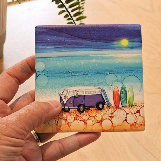 128-C Purple Campervan Coaster