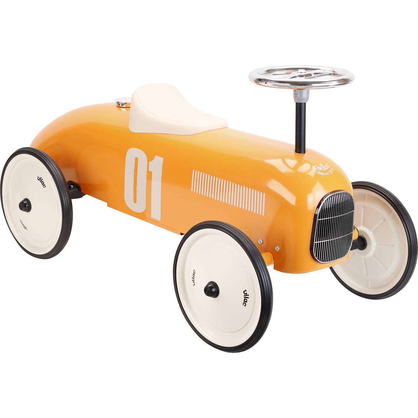 Vilac - Orange Metal Ride On Car Vintage Style Toy Vehicle