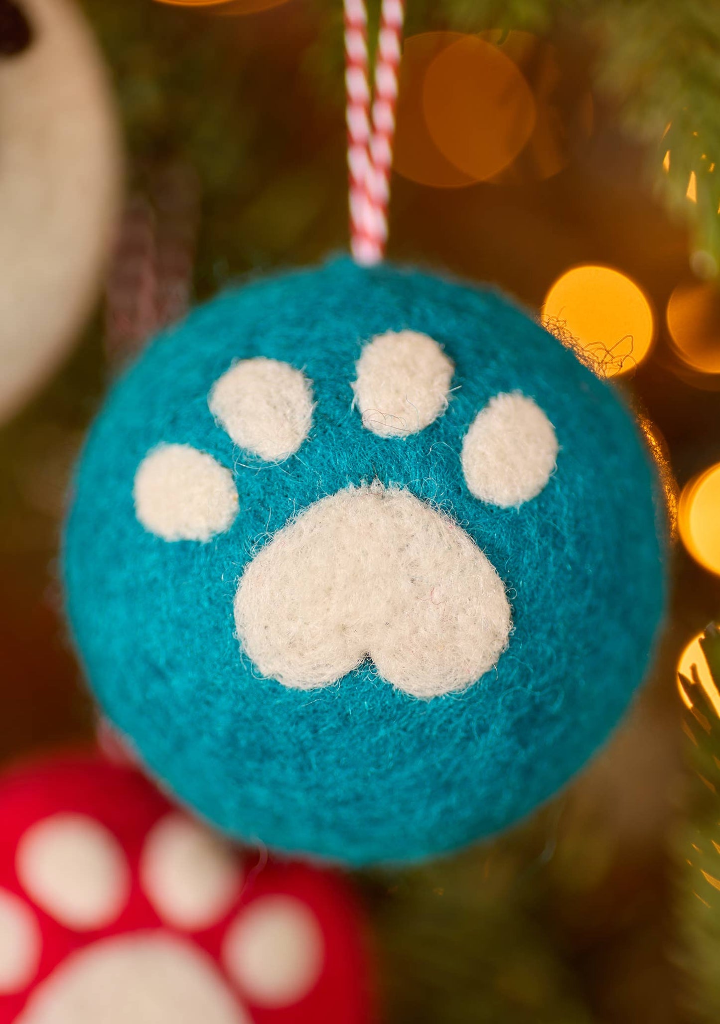 Felt Paw Print Baubles