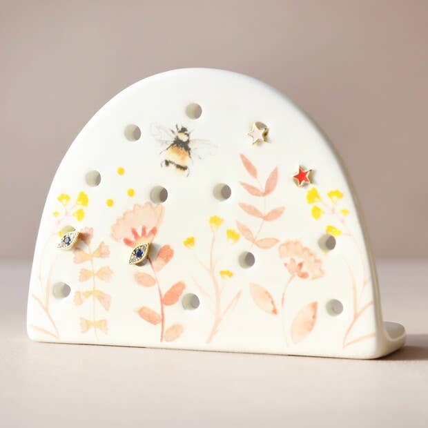 Floral Ceramic Earring Holder