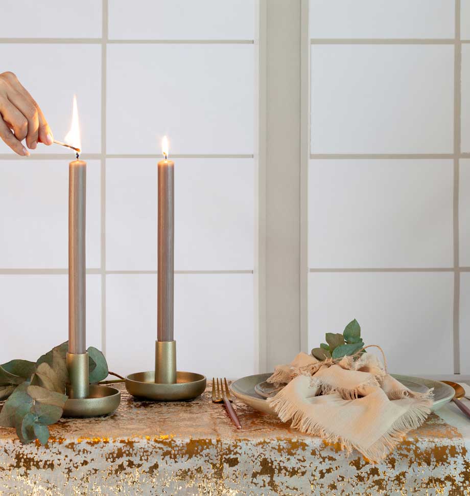 Taupe 8 inch Dinner Candles x 5