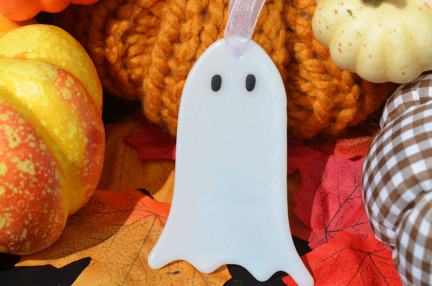 Fused Glass Ghost - Handmade Halloween / Fall Decorations