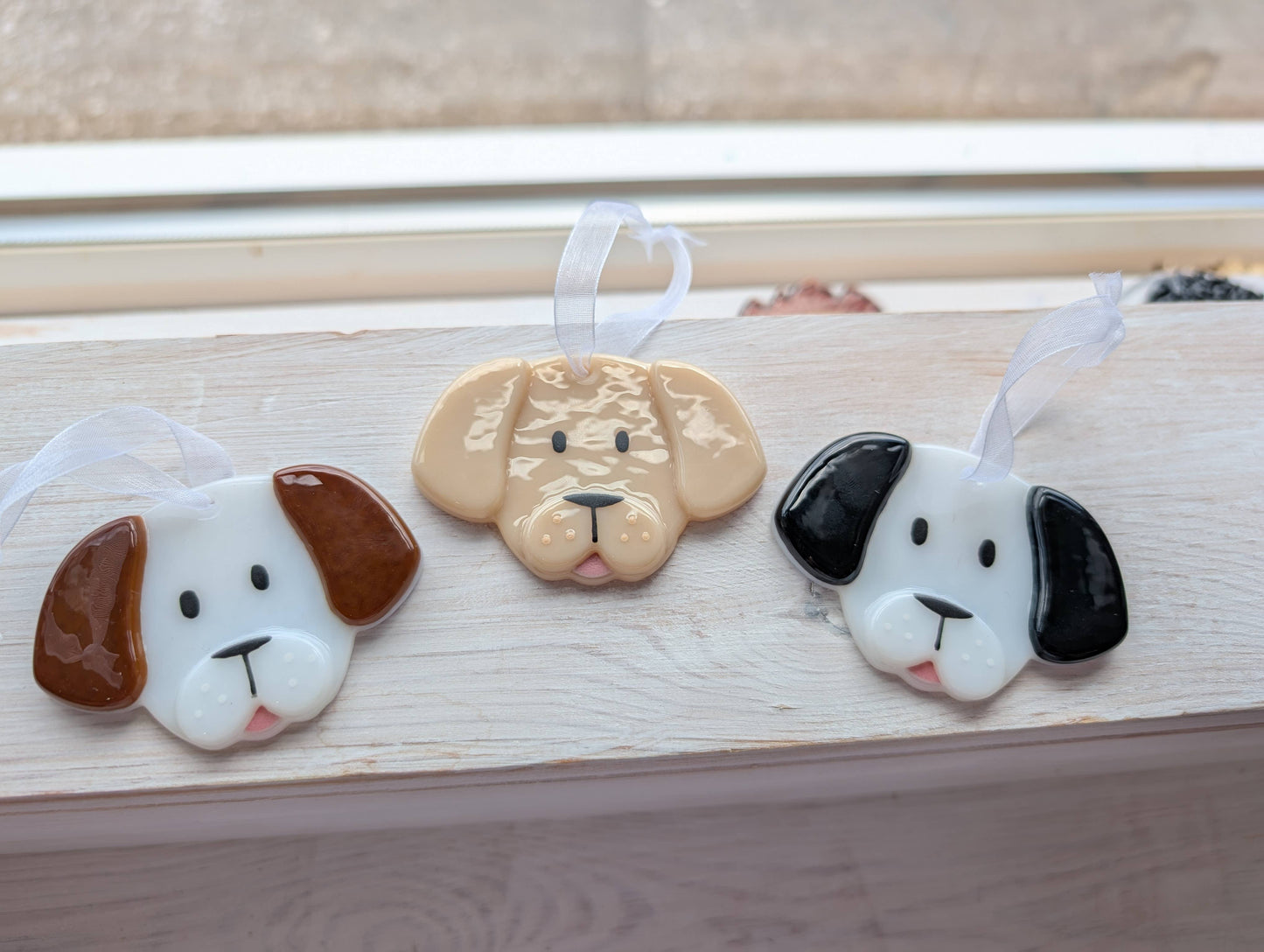 Handmade Fused Glass Dog Hanging Decoration