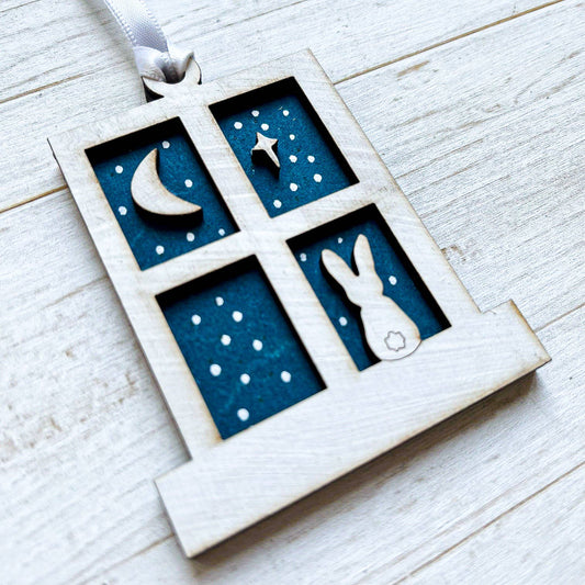 Bunny Rabbit Moon Star Night Sky Window Christmas Decoration