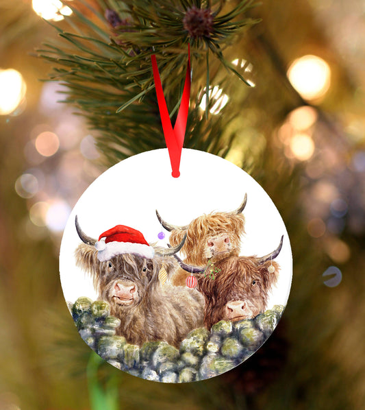 Ceramic Christmas / Holiday Decoration, Highland Cow