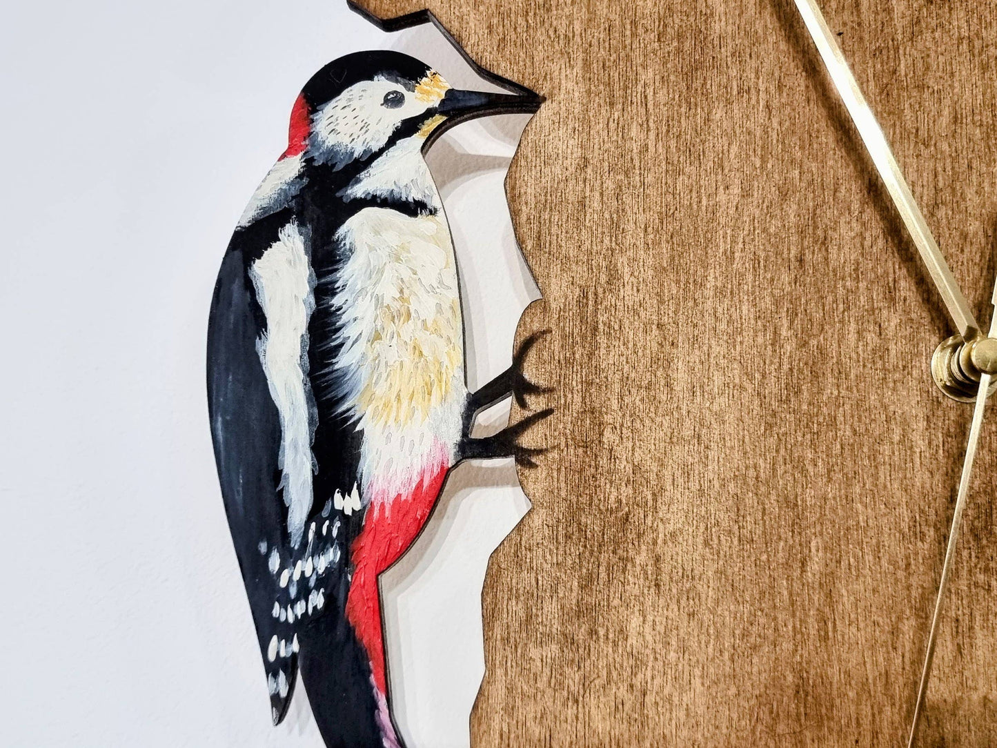 Scottish Woodpecker Hand Painted Wooden Bird Wall Clock