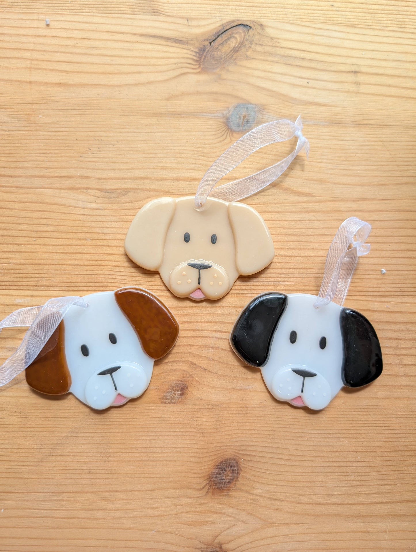 Handmade Fused Glass Dog Hanging Decoration