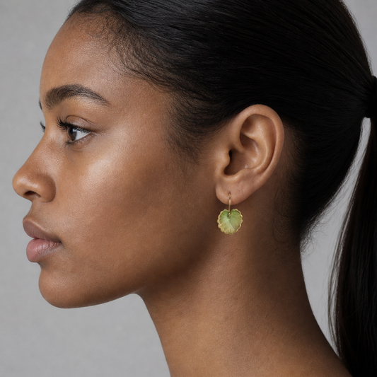 Olive Green Willow Leaf Earrings