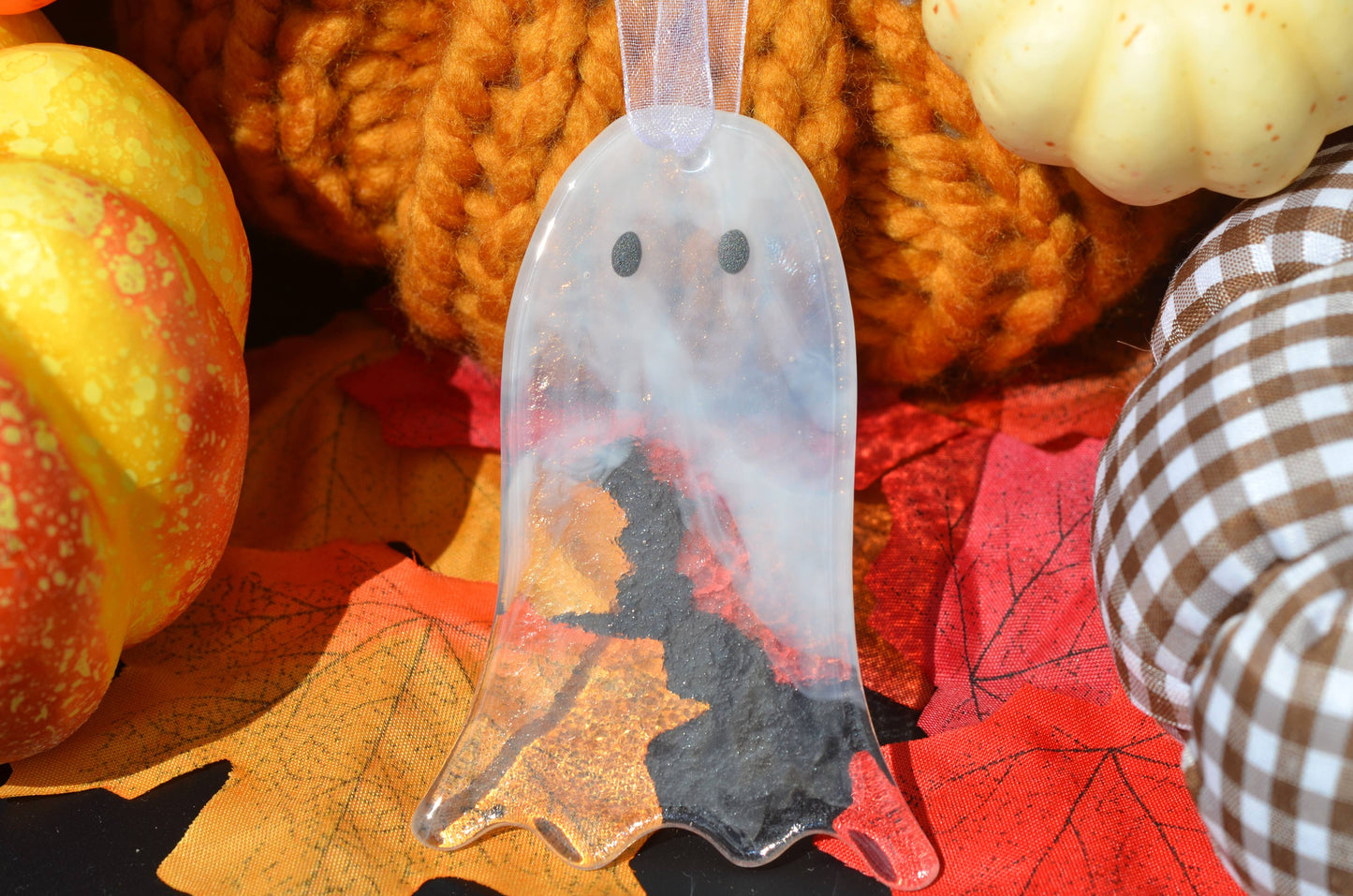 Fused Glass Ghost - Handmade Halloween / Fall Decorations