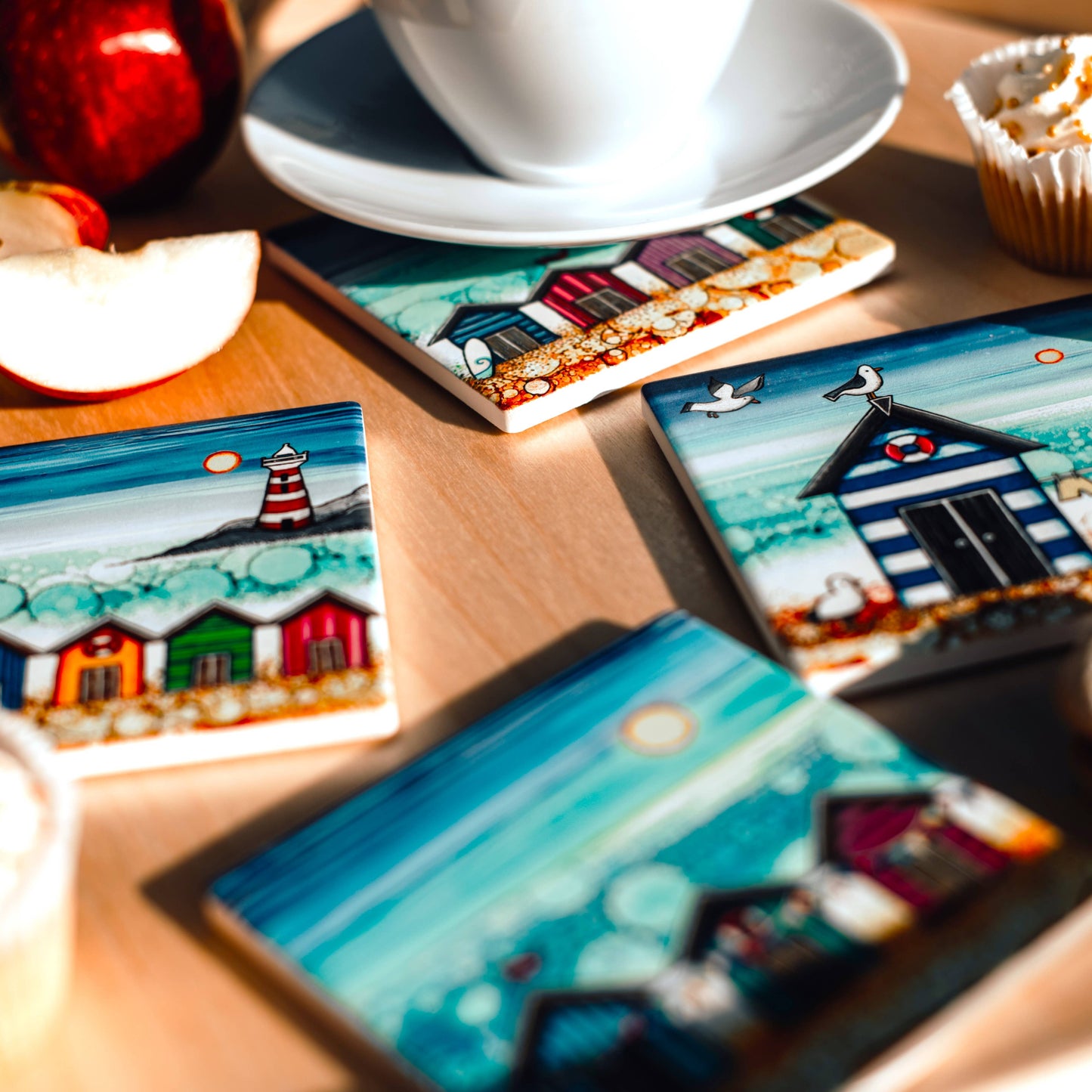 88-C BD 4 Beach Huts Coaster